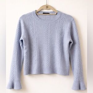 J.Crew Cable Knit Cropped Sweater – Bell Cuff – Light Blue – Fits Like Small